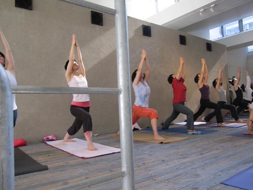 Beginners yoga class group session
